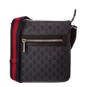 Gucci Small Gg Supreme Canvas & Leather Crossbody, Grey